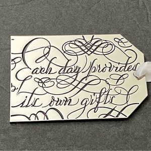 Neiman Marcus Each Day Provides It’s Own Gifts collector, Silvertone gift tag